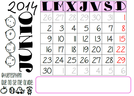 Calendario junio 2014 {listo para imprimir}