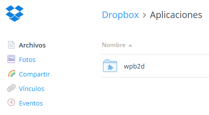 Carpeta wpb2d en Dropbox donde se crean backups backup-wordpress-dropbox