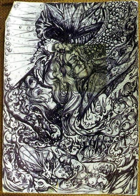 Enfermos mentales pintaron estas grandes obras dignas de ver Un dibujo a lápiz usando solo rostros de mujeres