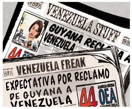 Portadas periódico versión cómic sobre Guyana y Venezuela