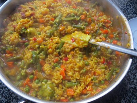 Arroz de menestra con jamón