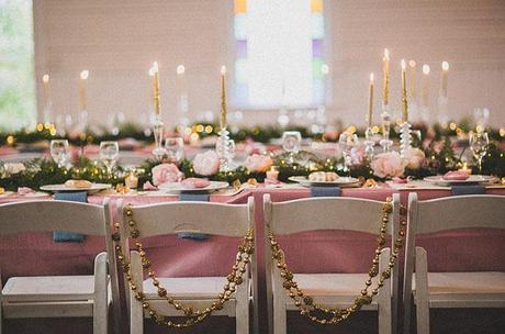 Una boda en tonos rosas y dorados