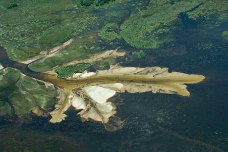 Vista aérea del delta del Okavango