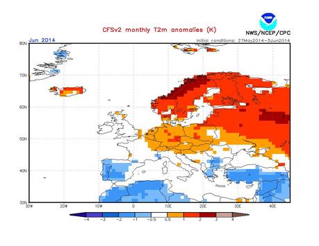 Previsión meteorológica Junio y Julio para España 2014 según la NOAA