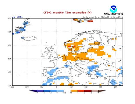 Previsión meteorológica Junio y Julio para España 2014 según la NOAA