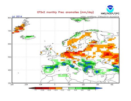 Previsión meteorológica Junio y Julio para España 2014 según la NOAA