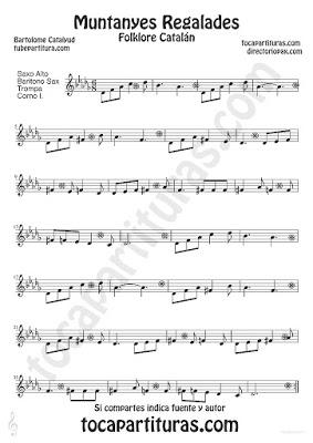 Muntanyes Regalades de Bartolome Calatayud partitura para Saxofón Alto, Barítono y Trompa canción típica del folclore catalán Tubepartitura Muntanyes Regalades de Bartolome Calatayud partitura para Saxofón Alto, Barítono y Trompa canción típica del folclore catalán