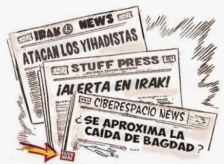 Crisis Irak - Baghdad - versión periodismo cómic Front pages estilo comic - Crisis en Irak - Baghdad