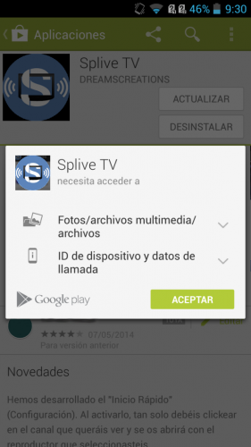 Google simplifica los permisos a los que puede acceder una aplicación Permisos en SPLive TV