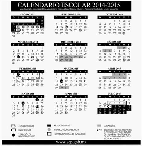 México, calendario escolar 2014-2015