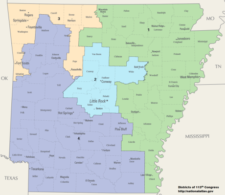 Midterms 2014: Primarias en Arkansas Arkansas_Congressional_Districts,_113th_Congress.tif