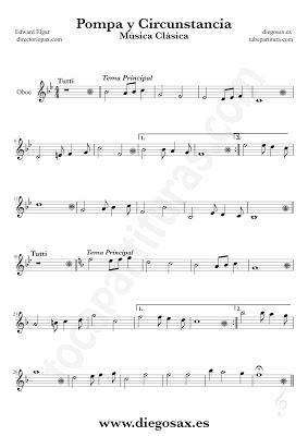 Tubepartitura Pompa y Circunstancia de Edward Elgar partitura de Oboe canción de Música Clásica