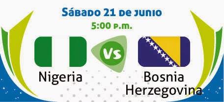Partido Nigeria vs Bosnia Grupo F Mundial Brasil 2014