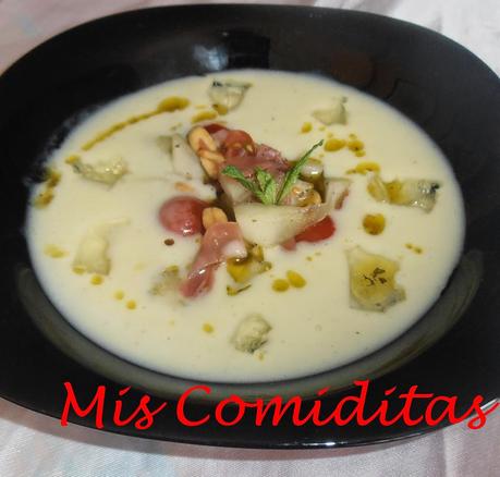 SOPA FRÍA DE MELÓN CON JAMÓN Y GELATINA DE MANZANILLA