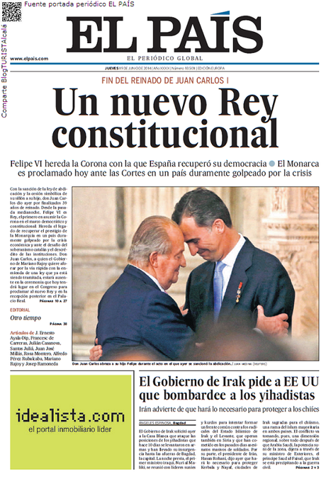 NOsóloDOCUMENTAlcalá: Momento histórico, Felipe VI proclamado Rey de España. Sí a la regeneración de nuestra democracia pasando sin más dilación de los gestos y de las palabras a los hechos consumados. NOsóloDOCUMENTAlcalá: Momento histórico, Felipe VI proclamado Rey de España. Sí a la regeneración de nuestra democracia pasando sin más dilación de los gestos y de las palabras a los hechos consumados.