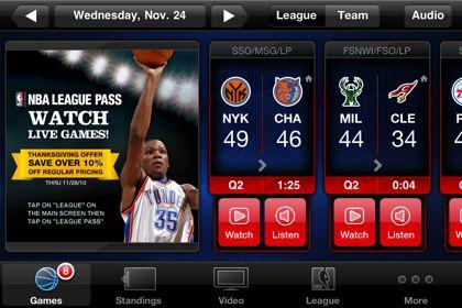 Aplicaciones para ver deporte en directo nba game time