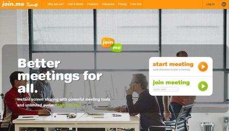 Join.me, reuniones seguras y gratis en línea compartiendo pantalla y audio join-me-home