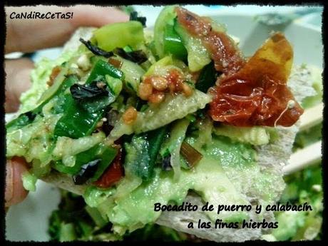 Bocadito de puerro con calabacín Bocadito de puerro con calabacín