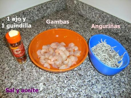 GAMBAS AL AJILLO CON ANGURIÑAS