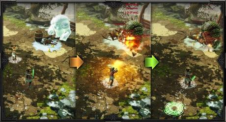 Divinity: Original Sin Avance Un ejemplo de la manipulación de los elementos: fuego convierte en hielo en agua. Personajes de pie en el agua se moja. Mojado los personajes tienen una sanción contra daños por relámpagos. (imágenes en el juego actual, trabajo en progreso)