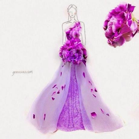 Ilustraciones Grace Ciao Grace Ciao – ilustradora de moda – pétalos de flores – diseños de moda – alta costura – pret a porter – imágenes de moda –decoración flores