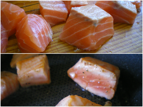 Tacos de salmón al ajillo Tacos de salmón al ajillo