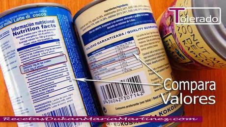 Leche de Coco: Tolerado Dukan Leche de Coco Dukan: Tolerado, desde fase Crucero (100 ml = 1 tolerado)