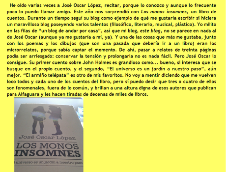 Andrés Nortes escribe sobre `Los monos insomnes´ Andrés Nortes escribe sobre `Los monos insomnes´