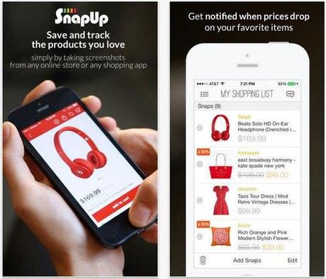 Crea listas de compras en tu móvil capturando una imagen del producto de sitios web o app snapup-ios