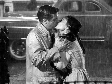 Audrey Hepburn and George Peppard famous kissing scene 'Breakfast at Tiffany's
