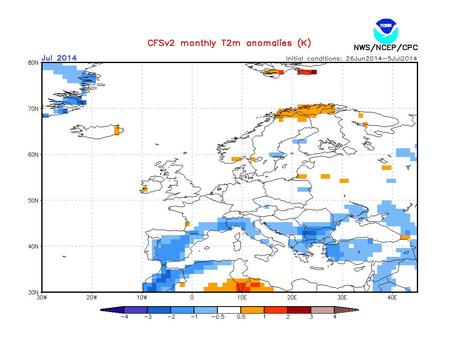 Previsión meteorológica julio y agosto 2014 según la NOAA