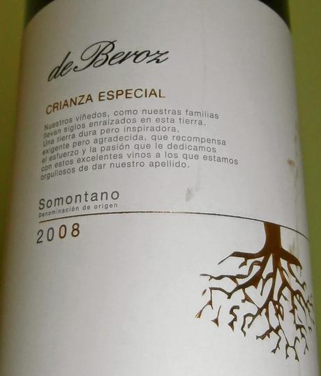 Tinto Crianza Especial 2008, de Bodegas De Beroz