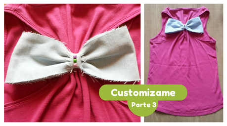 DIY:Customizar camisetas básicas Parte 3 Vídeo tutorial para personalizar o customizar nuestras camisetas básicas de tirantes o sin mangas ,renovarlas con un retal en forma de lazo y tachuelas de colores.