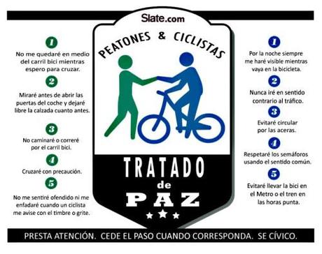 Peatones y ciclistas: obligados a convivir. PEACE TREATY - TRATADO DE PAZ