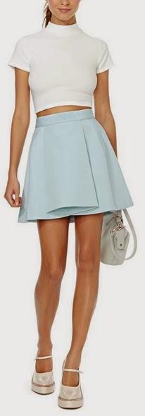 Modelo de Nasty Gal. Falda con vuelo en A que da forma a tu silueta si tienes la cintura definida Tendencia Primavera-Verano 2014: El Crop top