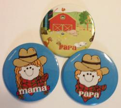 Pesadillas de madre, soluciones de amigas Foto de chapas de vaquero, vaquera y granja
