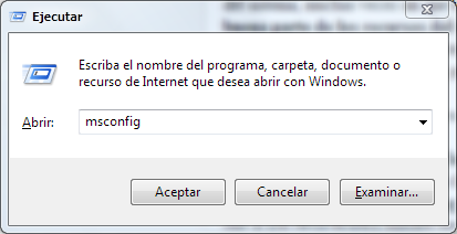 Ejecutar msconfig en Windows