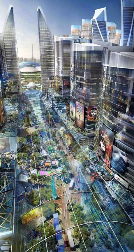 Temperature-controlled retail street network. Image Courtesy of Dubai Holding Dubai Plans Mall of the World, the First Ever ‘Temperature Controlled City’