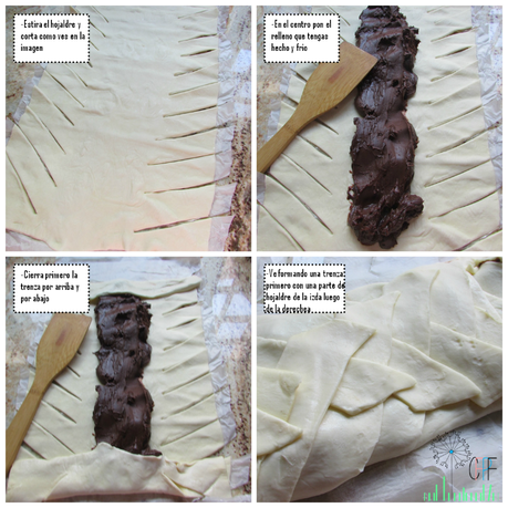 Falsa trenza de hojaldre rellena de chocolate Falsa trenza de hojaldre rellena de chocolate