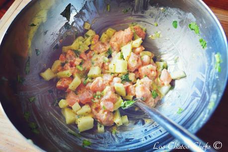 Gorditas con tartar de salmón Gorditas con tartar de salmón