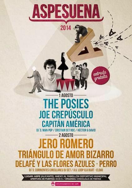Aspesuena 2014: The Posies, Jero Romero, Joe Crepúsculo, Delafé y las Flores Azules.....