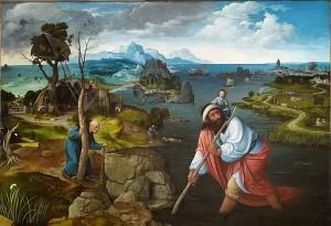 De El Bosco a Tiziano en El Escorial. Historias escondidas. Paisaje con San Cristóbal. Wikimedia Commons