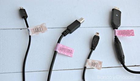 Cables ordenados con WASHI TAPE