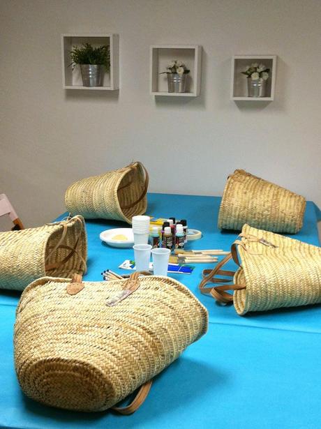 Material para el taller de capazos pintados en Donostia