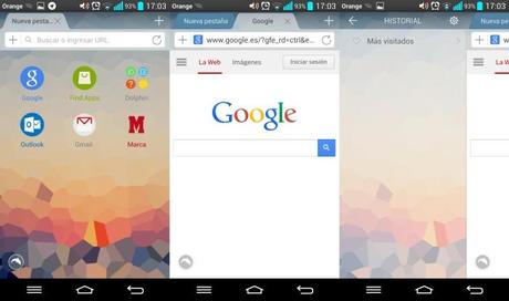 Navegadores para Android Capturas Dolphin Browser