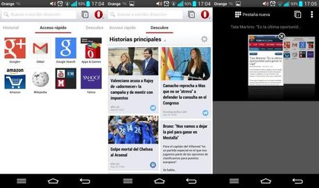 Navegadores para Android Capturas Opera Android
