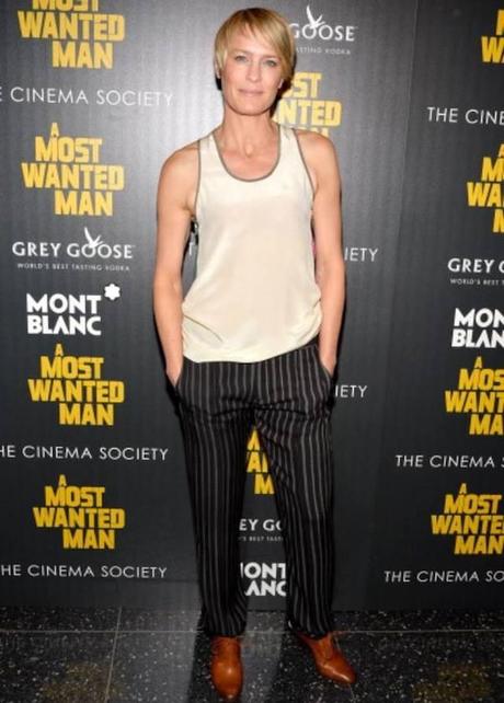 Robin Wright Penn, en el estreno de 'A Most Wanted Man' en Nueva York, con un look de la colección de otoño de Haute Hippie.