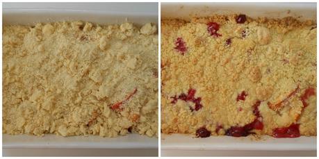 Crumble de nectarinas, ciruelas y sémola de trigo