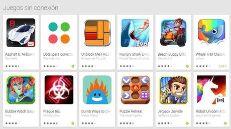 Juegos sin conexión en Google Play Nueva sección para juegos sin conexión en Google Play