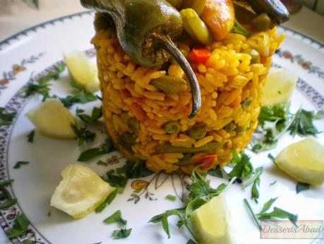 Arroz con pollo y pimientos de Padrón Arroz con pollo y pimientos de Padrón